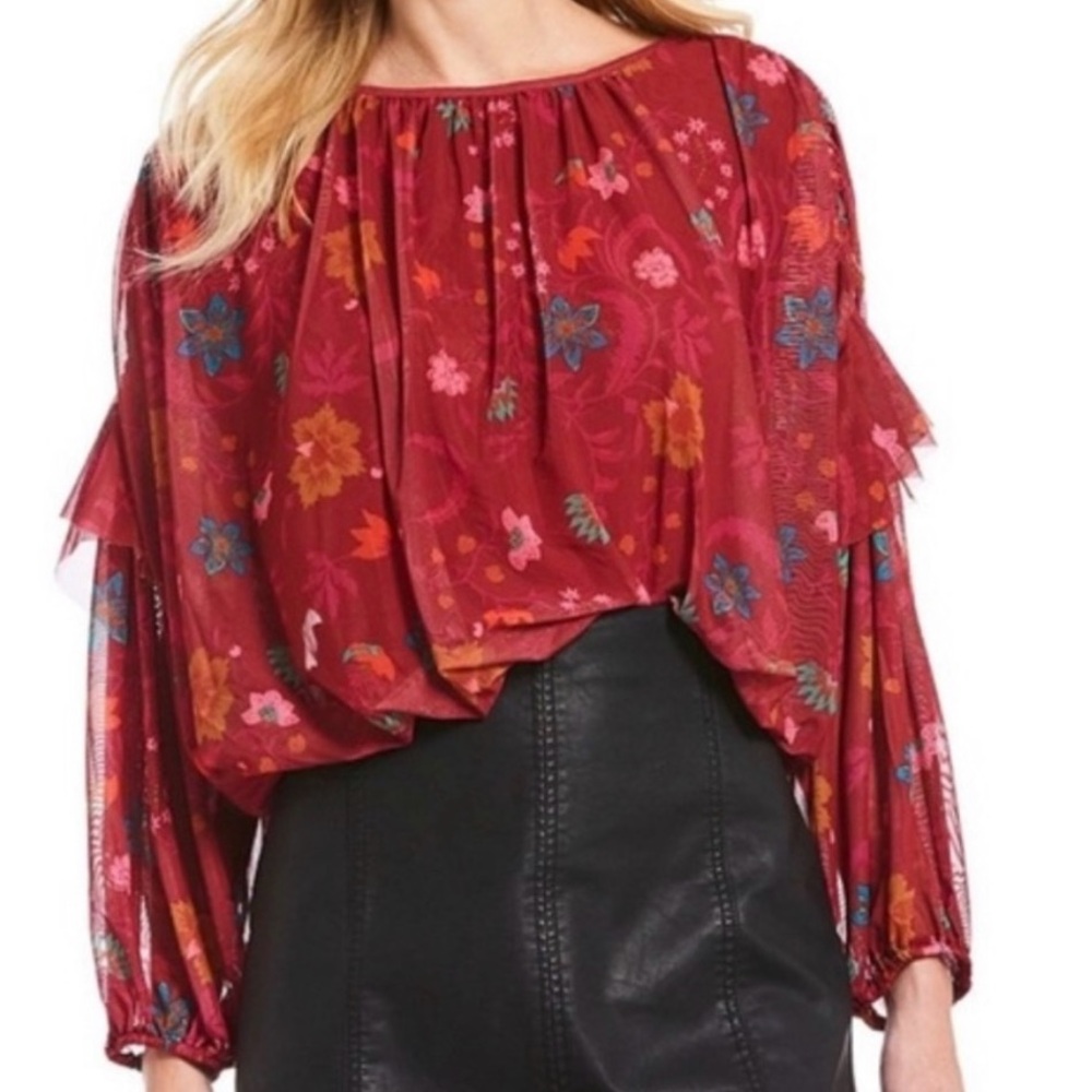 Free People Wildflower Honey Floral Blouse